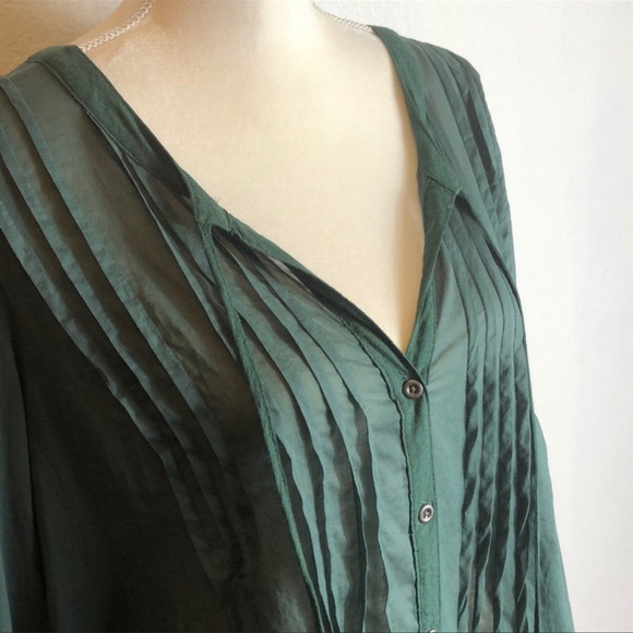 🆕Free People High Low Tunic Green Blouse Small - Picture 7 of 10